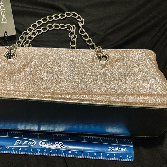 bebe Glitter Rose Gold Purse/Bag with Chain - Brand New with Tag Good Condition - Picture 4 of 4